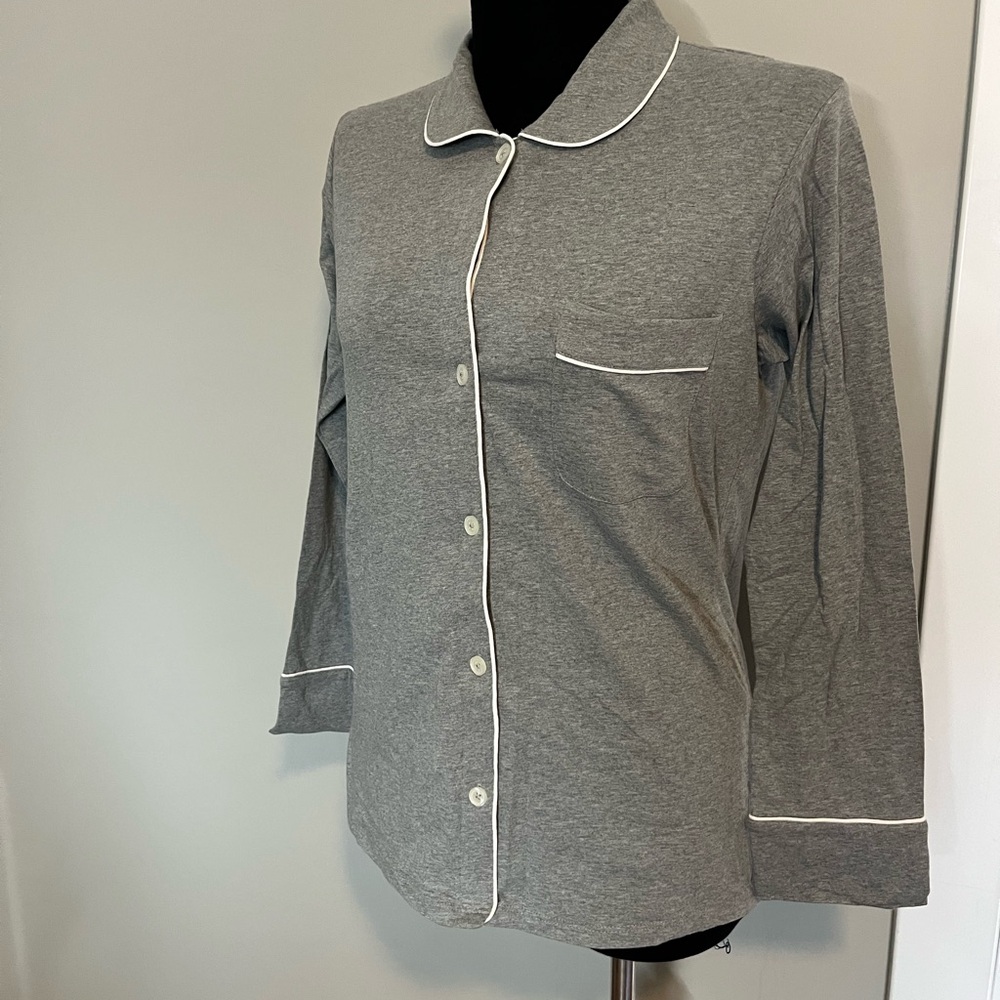 J. Crew Mercantile S PJ Shirt Button Up Pajama Top Heather Gray NWT Sleepwear